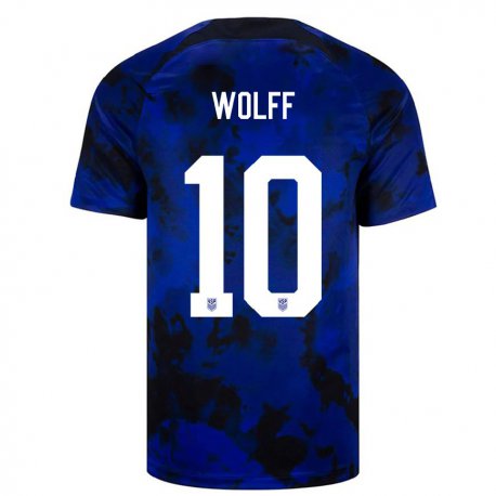 Kandiny Miesten Yhdysvaltain Owen Wolff #10 Kuninkaallisen Sininen Vieraspaita 22-24 Lyhythihainen Paita T-paita