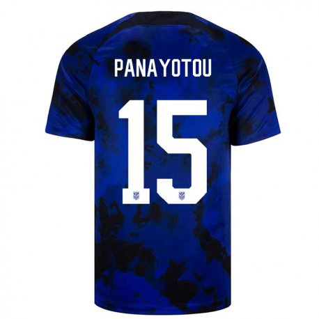 Kandiny Miesten Yhdysvaltain Jack Panayotou #15 Kuninkaallisen Sininen Vieraspaita 22-24 Lyhythihainen Paita T-paita