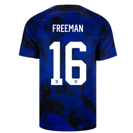 Kandiny Miesten Yhdysvaltain Alex Freeman #16 Kuninkaallisen Sininen Vieraspaita 22-24 Lyhythihainen Paita T-paita