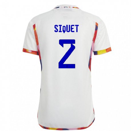 Kandiny Miesten Belgian Hugo Siquet #2 Valkoinen Vieraspaita 22-24 Lyhythihainen Paita T-paita
