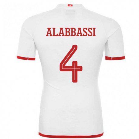 Kandiny Miesten Tunisian Chaima Alabbassi #4 Valkoinen Vieraspaita 22-24 Lyhythihainen Paita T-paita