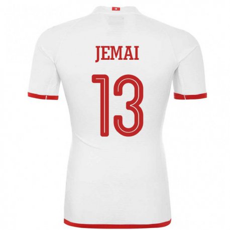 Kandiny Miesten Tunisian Yasmine Jemai #13 Valkoinen Vieraspaita 22-24 Lyhythihainen Paita T-paita