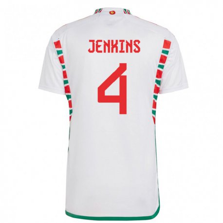 Kandiny Miesten Walesin Shaunna Jenkins #4 Valkoinen Vieraspaita 22-24 Lyhythihainen Paita T-paita