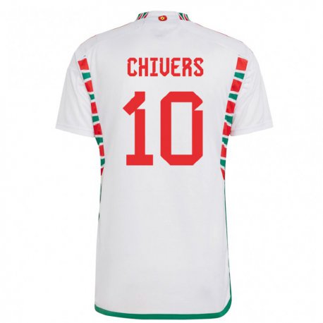 Kandiny Miesten Walesin Chloe Chivers #10 Valkoinen Vieraspaita 22-24 Lyhythihainen Paita T-paita