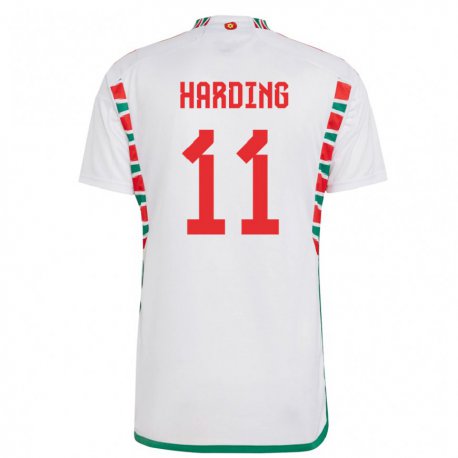 Kandiny Miesten Walesin Natasha Harding #11 Valkoinen Vieraspaita 22-24 Lyhythihainen Paita T-paita