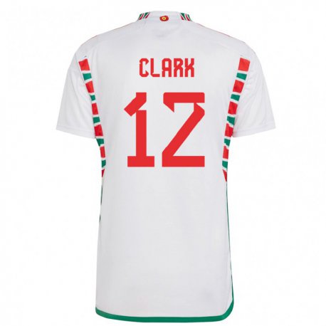 Kandiny Miesten Walesin Olivia Clark #12 Valkoinen Vieraspaita 22-24 Lyhythihainen Paita T-paita