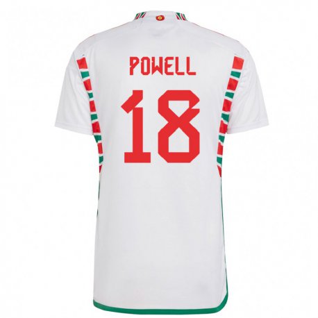 Kandiny Miesten Walesin Ella Powell #18 Valkoinen Vieraspaita 22-24 Lyhythihainen Paita T-paita