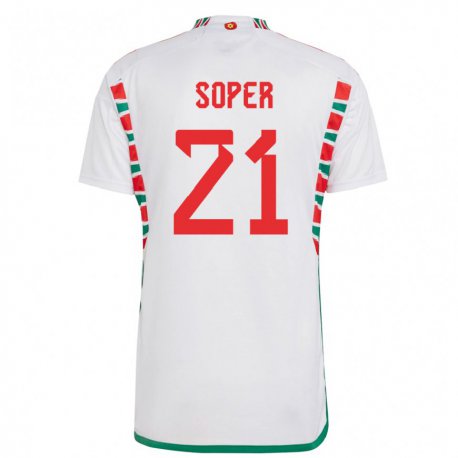 Kandiny Miesten Walesin Poppy Soper #21 Valkoinen Vieraspaita 22-24 Lyhythihainen Paita T-paita