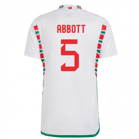 Kandiny Miesten Walesin George Abbott #5 Valkoinen Vieraspaita 22-24 Lyhythihainen Paita T-paita