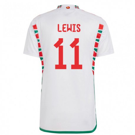 Kandiny Miesten Walesin Sonny Lewis #11 Valkoinen Vieraspaita 22-24 Lyhythihainen Paita T-paita