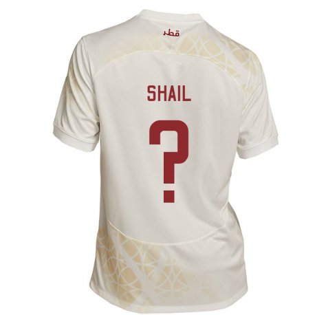 Kandiny Miesten Qatarin Ahmad Shail #0 Kultainen Beige Vieraspaita 22-24 Lyhythihainen Paita T-paita