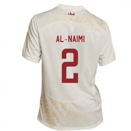 Kandiny Miesten Qatarin Amna Al Naimi #2 Kultainen Beige Vieraspaita 22-24 Lyhythihainen Paita T-paita