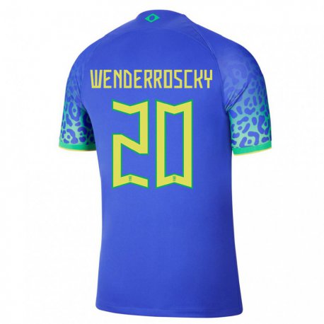 Kandiny Miesten Brasilian Arthur Wenderroscky #20 Sininen Vieraspaita 22-24 Lyhythihainen Paita T-paita