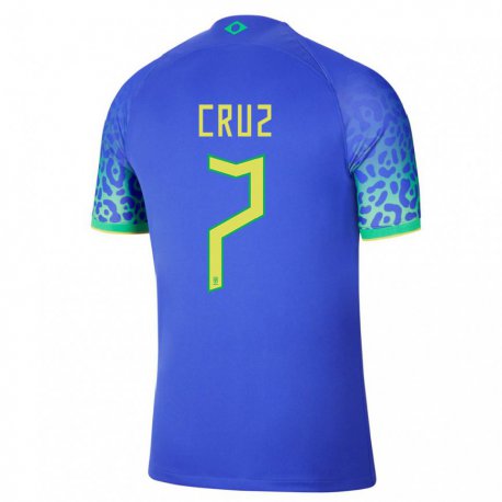 Kandiny Miesten Brasilian Joao Cruz #7 Sininen Vieraspaita 22-24 Lyhythihainen Paita T-paita