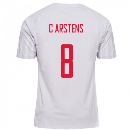 Kandiny Miesten Tanskan Signe Carstens #8 Valkoinen Vieraspaita 22-24 Lyhythihainen Paita T-paita