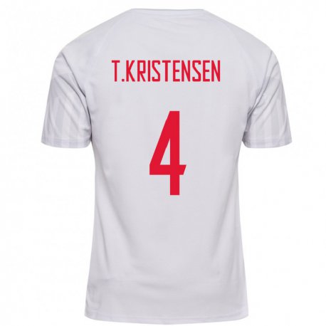 Kandiny Miesten Tanskan Thomas Kristensen #4 Valkoinen Vieraspaita 22-24 Lyhythihainen Paita T-paita