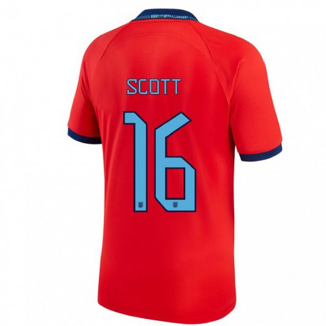 Kandiny Miesten Englannin Jill Scott #16 Punainen Vieraspaita 22-24 Lyhythihainen Paita T-paita