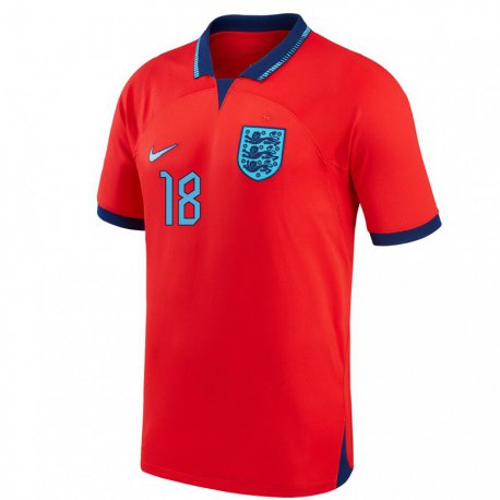 Kandiny Miesten Englannin Jordan Nobbs #18 Punainen Vieraspaita 22-24 Lyhythihainen Paita T-paita