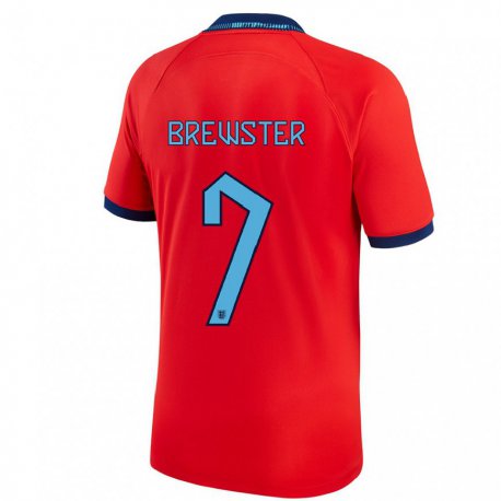 Kandiny Miesten Englannin Rhian Brewster #7 Punainen Vieraspaita 22-24 Lyhythihainen Paita T-paita