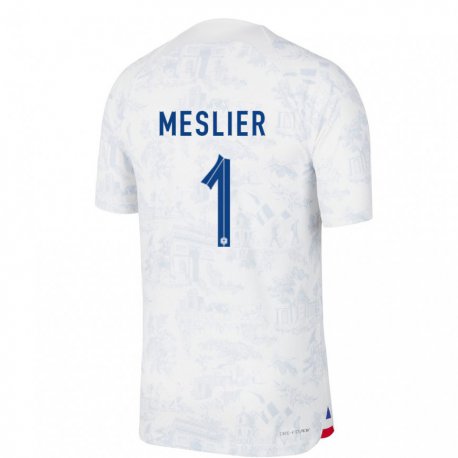 Kandiny Miesten Ranskan Illan Meslier #1 Valkoinen Sininen Vieraspaita 22-24 Lyhythihainen Paita T-paita