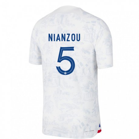 Kandiny Miesten Ranskan Tanguy Nianzou #5 Valkoinen Sininen Vieraspaita 22-24 Lyhythihainen Paita T-paita