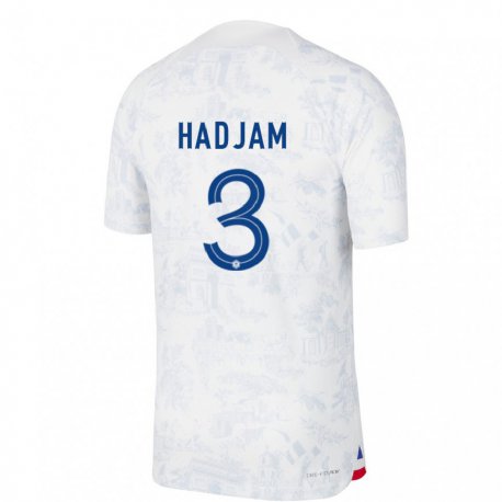 Kandiny Miesten Ranskan Jaouen Hadjam #3 Valkoinen Sininen Vieraspaita 22-24 Lyhythihainen Paita T-paita