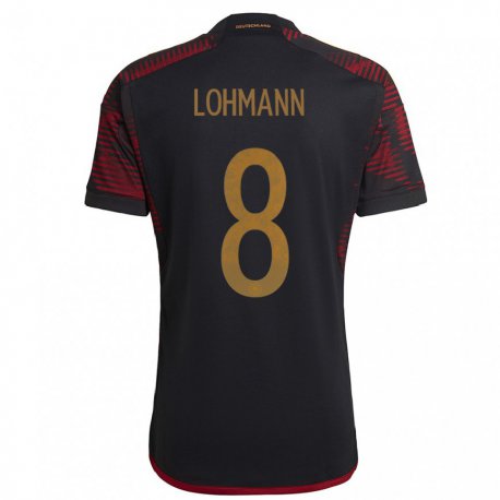 Kandiny Miesten Saksan Sydney Lohmann #8 Musta Kastanjanruskea Vieraspaita 22-24 Lyhythihainen Paita T-paita