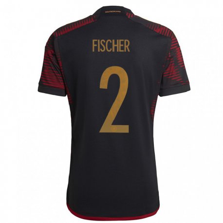 Kandiny Miesten Saksan Kilian Fischer #2 Musta Kastanjanruskea Vieraspaita 22-24 Lyhythihainen Paita T-paita