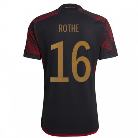 Kandiny Miesten Saksan Tom Rothe #16 Musta Kastanjanruskea Vieraspaita 22-24 Lyhythihainen Paita T-paita