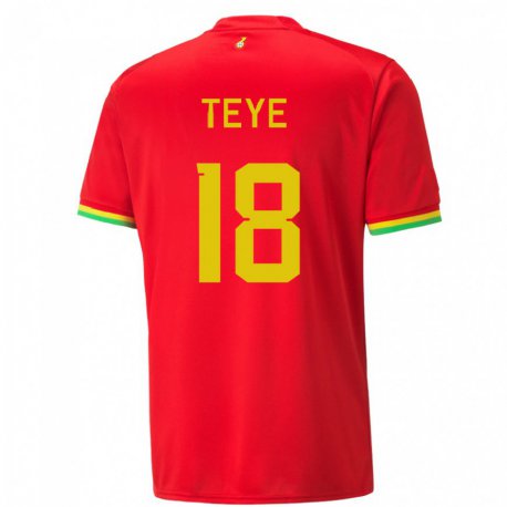 Kandiny Miesten Ghanan Suzzy Teye #18 Punainen Vieraspaita 22-24 Lyhythihainen Paita T-paita