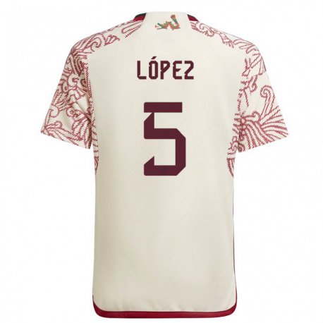 Kandiny Miesten Meksikon Jimena Lopez #5 Ihme Valkoinen Punainen Vieraspaita 22-24 Lyhythihainen Paita T-paita