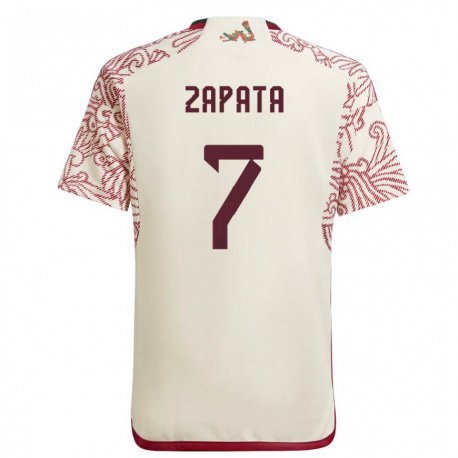 Kandiny Miesten Meksikon Angel Zapata #7 Ihme Valkoinen Punainen Vieraspaita 22-24 Lyhythihainen Paita T-paita