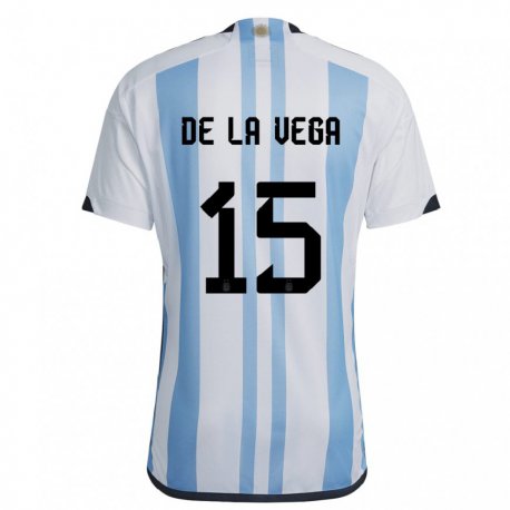 Kandiny Naisten Argentiinan Pedro De La Vega #15 Valkoinen Taivas Sininen Kotipaita 22-24 Lyhythihainen Paita T-paita