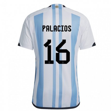 Kandiny Naisten Argentiinan Tomas Palacios #16 Valkoinen Taivas Sininen Kotipaita 22-24 Lyhythihainen Paita T-paita