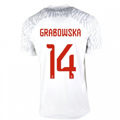 Kandiny Naisten Puolan Dominika Grabowska #14 Valkoinen Kotipaita 22-24 Lyhythihainen Paita T-paita