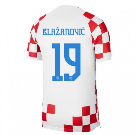 Kandiny Naisten Kroatian Antonio Blazanovic #19 Punainen Valkoinen Kotipaita 22-24 Lyhythihainen Paita T-paita