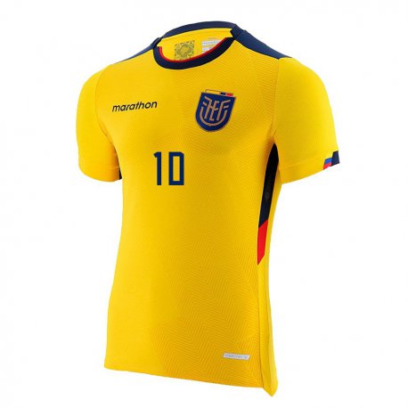 Kandiny Naisten Ecuadorin Jose Klinger #10 Keltainen Kotipaita 22-24 Lyhythihainen Paita T-paita