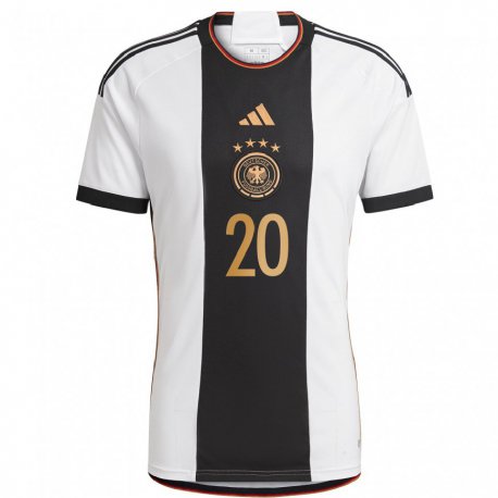 Kandiny Naisten Saksan Brajan Gruda #20 Valkoinen Musta Kotipaita 22-24 Lyhythihainen Paita T-paita