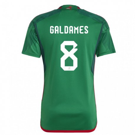 Kandiny Naisten Meksikon Benjamin Galdames #8 Vihreä Kotipaita 22-24 Lyhythihainen Paita T-paita