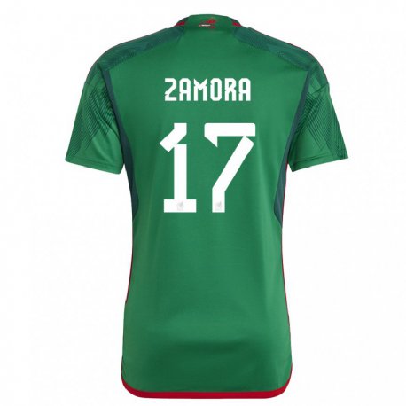 Kandiny Naisten Meksikon Saul Zamora #17 Vihreä Kotipaita 22-24 Lyhythihainen Paita T-paita