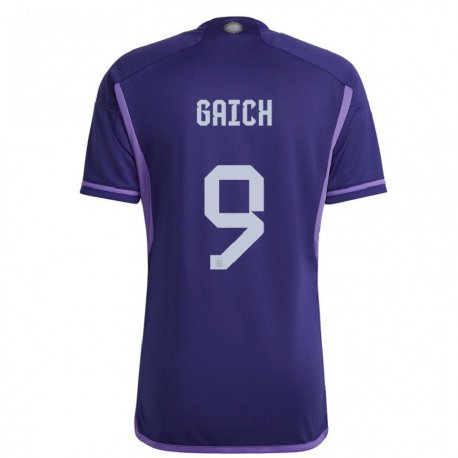 Kandiny Naisten Argentiinan Adolfo Gaich #9 Violetti Vieraspaita 22-24 Lyhythihainen Paita T-paita