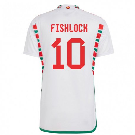Kandiny Naisten Walesin Jessica Fishlock #10 Valkoinen Vieraspaita 22-24 Lyhythihainen Paita T-paita