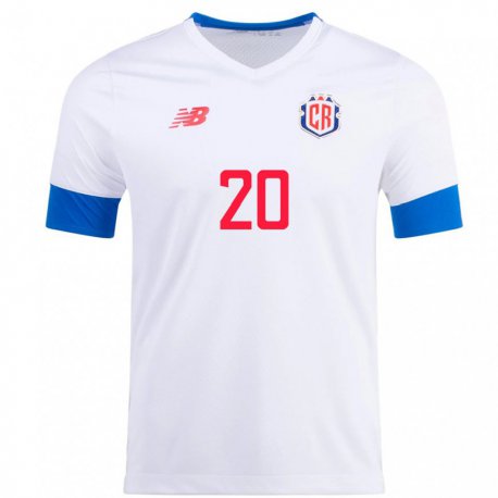 Kandiny Naisten Costa Rican Fabiola Villalobos #20 Valkoinen Vieraspaita 22-24 Lyhythihainen Paita T-paita