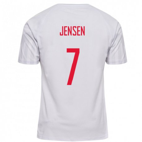 Kandiny Naisten Tanskan Victor Jensen #7 Valkoinen Vieraspaita 22-24 Lyhythihainen Paita T-paita