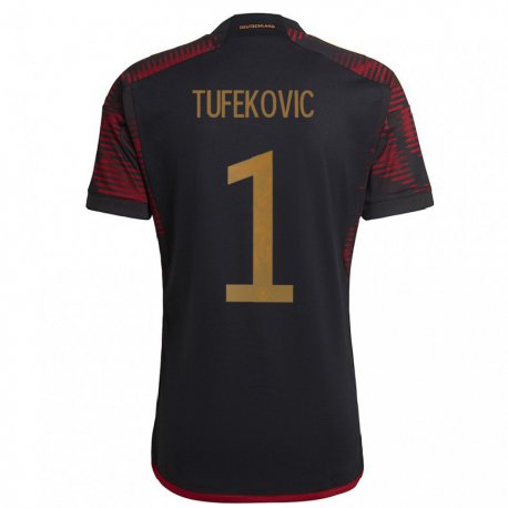Kandiny Naisten Saksan Martina Tufekovic #1 Musta Kastanjanruskea Vieraspaita 22-24 Lyhythihainen Paita T-paita