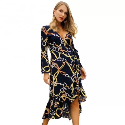 Kandiny - 2019 spring long sleeve V-neck fashion dress