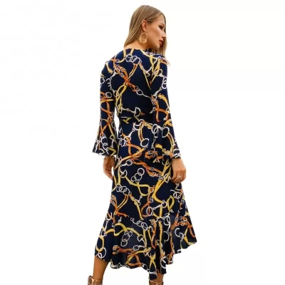 Kandiny - 2019 spring long sleeve V-neck fashion dress