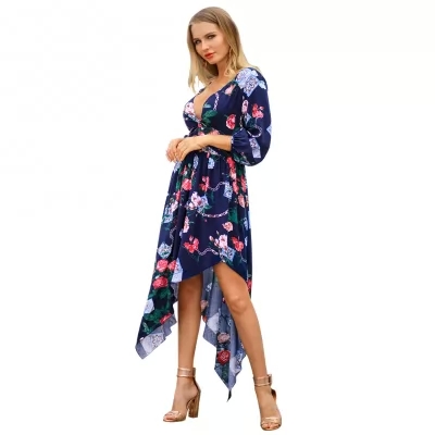 Kandiny - 2019 new spring print V-neck dress