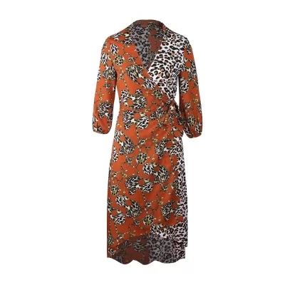 Kandiny - Orange large size short short long sleeves dress