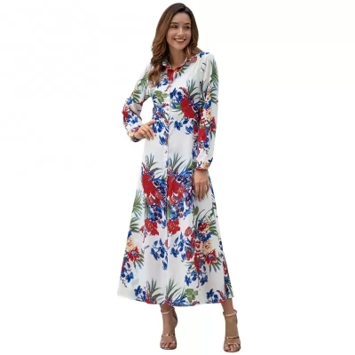 Kandiny - Spring new long sleeve printed midi dress